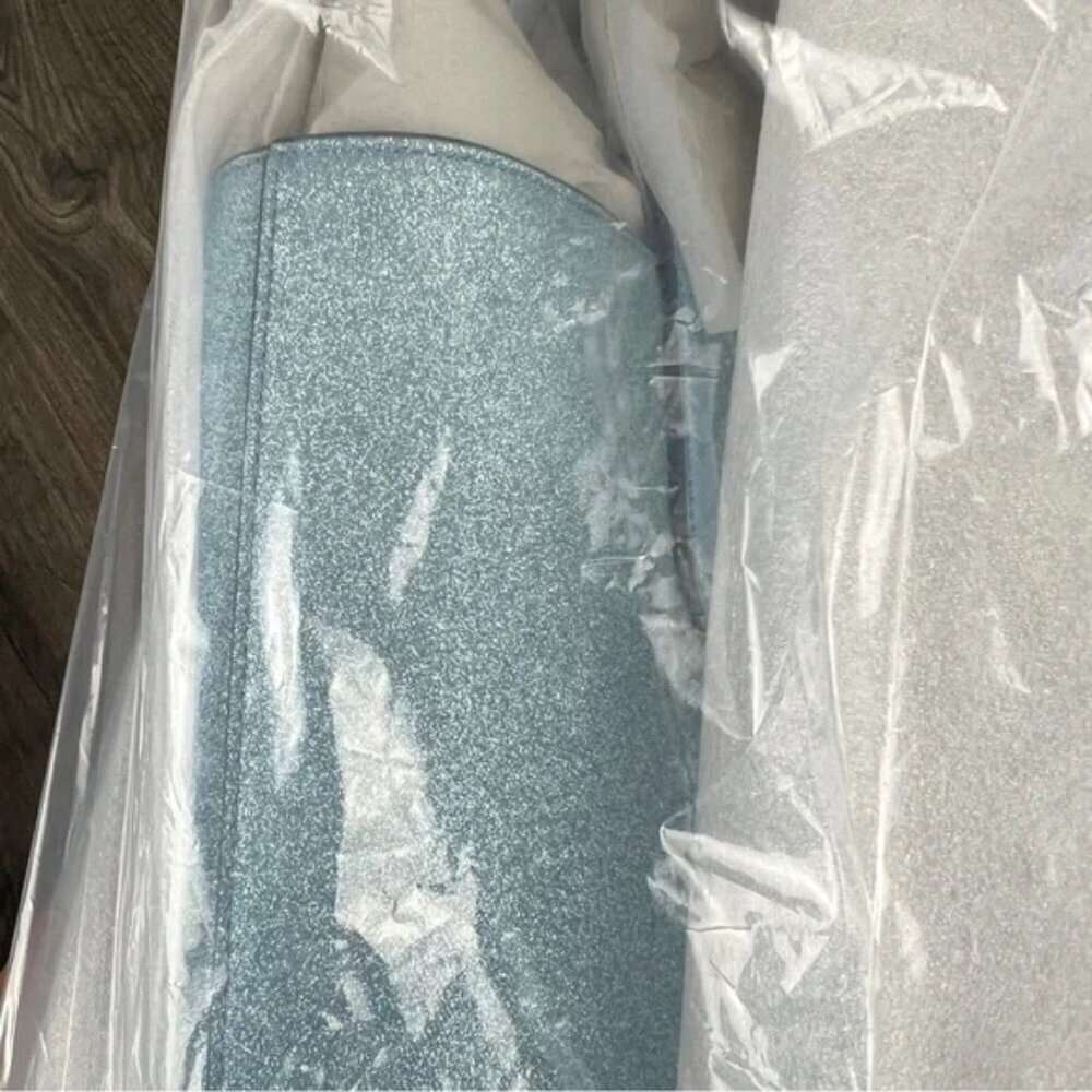 Kate Spade NWT Tinsel Tote Frosty Sky Light Blue Glitter Sparkle Bag Gift Purse - Picture 5 of 10